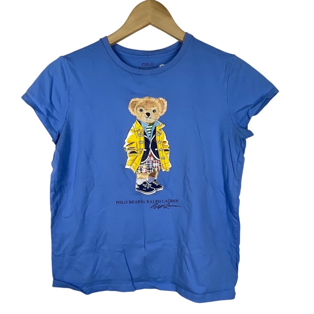 Polo Ralph Lauren Kids Blue Polo Bear Graphic T-Shirt XL 16 Short Sleeve Tee